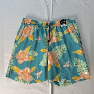 Hurley Men’s XL Tropical Floral Volley Swim Shorts NWT